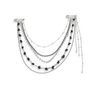 Punk Chokers Necklace Convertible Brooch with Removable Tassels Gothic Wedding Prom Corsage Unique Lapel Pin Gothic Brooch, 01 White K Black 038, como se describe