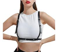 Punk Cinturón de Arnés de Cintura para Mujer Cuerpo de Cuero PU Cadena de Pecho Negro Chaleco Gótico Ajustable Cinturón Joyería Corporal para Rave Cosplay Disfraz de Halloween