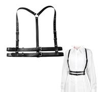 Punk Cinturón de Arnés de Cintura para Mujer Cuerpo de Cuero PU Cadena de Pecho Negro Chaleco Gótico Ajustable Cinturón Joyería Corporal para Mujer Niñas Fiesta de Cosplay Rave Disfraz de Halloween