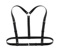 Punk Cinturón de Arnés de Cintura para Mujer Cuerpo de Cuero PU Cadena de Pecho Negro Chaleco Gótico Ajustable Cinturón Joyería Corporal para Mujer Niñas Fiesta de Cosplay Rave Disfraz de Halloween