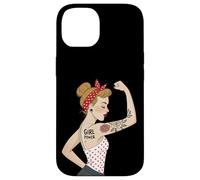 Punk Girl Power Feminista Retro Art Rosie Riveter Tatuaje Carcasa para iPhone 14