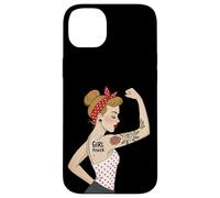 Punk Girl Power Feminista Retro Art Rosie Riveter Tatuaje Carcasa para iPhone 14 Plus