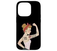Punk Girl Power Feminista Retro Art Rosie Riveter Tatuaje Carcasa para iPhone 14 Pro