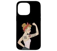Punk Girl Power Feminista Retro Art Rosie Riveter Tatuaje Carcasa para iPhone 14 Pro Max