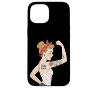 Punk Girl Power Feminista Retro Art Rosie Riveter Tatuaje Carcasa para iPhone 15