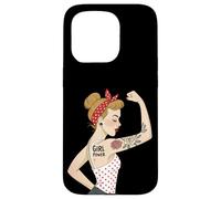 Punk Girl Power Feminista Retro Art Rosie Riveter Tatuaje Carcasa para iPhone 15 Pro