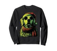 Punk Golden Retriever Gafas de Sol Santa Hat Christmas Rocker Sudadera