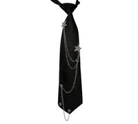 Punk Neck Tie with Star Chain Japanese Vintage Adjustable Pre Tied Necktie Neckwear for Women and Men Student Uniform Fashion Chain Decors Tie