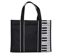 PUNK Piano Keys Music Tote Bag Bolso de Tela Oxford impermeable Hombro Shopping Tote Bag con hebilla de Broches magnéticos (Piano Keys-Black)