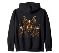 Punk Rock Bulldog Divertido Frenchie Dog, Rock and Roll Fun Sudadera con Capucha