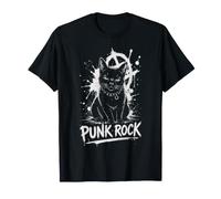 Punk Rock Cat Black Feline Anarchy Rebel Music Camiseta