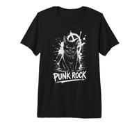 Punk Rock Cat Black Feline Anarchy Rebel Music Camiseta Premium