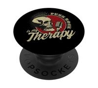 Punk Rock Is My Therapy Skull Music Cráneo Retro Vintage PopSockets PopGrip Adhesivo
