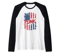 Punk Rock Music USA Bandera Americana Grunge Hombres Mujeres Camiseta Manga Raglan