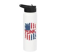 Punk Rock Music USA Bandera Americana Grunge Hombres Mujeres Stainless Steel Insulated Water Bottle