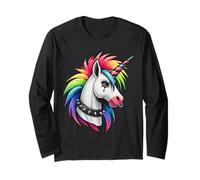 Punk Rock Rainbow Unicorn EMO Goth Alternativa, Animal Manga Larga