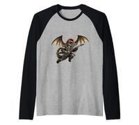 Punk Rock'n Roll Goth Grunge Dragon Guitarra Banda Rock Music Camiseta Manga Raglan