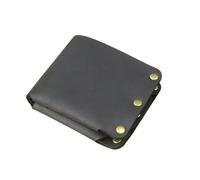 Punk Style Crazy Horse Leather Wallet - Men's Money Clip Card Holder with Stud Details, Negro , Talla única