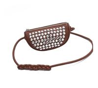 Punk Styles - Bolso bandolera pequeño con tachuelas para mujer, bolso cruzado de viaje, bolso de fiesta para varias ocasiones, bolso de hombro punk, Brown, One Size