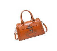 Punk Styles - Bolso de mano de gran capacidad con tachuelas, bolso de hombro de moda estilo punk para mujer, bolso de médico con tachuelas, Brown, One Size