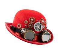 Punk Styles - Sombrero ovalado con gafas extraíbles y brújulas, accesorio de disfraz de Halloween para mujeres y hombres, sombrero victoriano steampunk, color negro