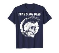 Punk's Not Dead Concierto de Punk Rock Regalo de Calavera Camiseta, Hombre, Azul Marino, 5XL