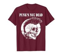 Punk's Not Dead Concierto de Punk Rock Regalo de Calavera Camiseta, Hombre, Granate, XXL