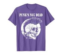 Punk's Not Dead Concierto de Punk Rock Regalo de Calavera Camiseta, Hombre, Morado Jaspeado, S