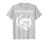 Punk's Not Dead Concierto de Punk Rock Regalo de Calavera Camiseta, Hombre, Plata, S