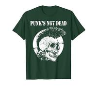 Punk's Not Dead Concierto de Punk Rock Regalo de Calavera Camiseta, Hombre, Verde Bosque, 3XL