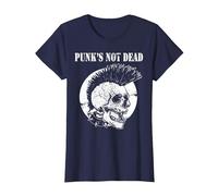 Punk's Not Dead Concierto de Punk Rock Regalo de Calavera Camiseta, Mujer, Azul Marino, 3XL