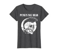 Punk's Not Dead Concierto de Punk Rock Regalo de Calavera Camiseta, Mujer, Jaspeado Oscuro, XS