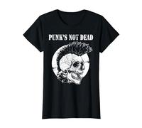 Punk's Not Dead Concierto de Punk Rock Regalo de Calavera Camiseta, Mujer, Negro, S