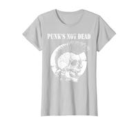 Punk's Not Dead Concierto de Punk Rock Regalo de Calavera Camiseta, Mujer, Plata, M