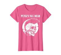 Punk's Not Dead Concierto de Punk Rock Regalo de Calavera Camiseta, Mujer, Rosa Jaspeado, XS