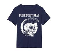 Punk's Not Dead Concierto de Punk Rock Regalo de Calavera Camiseta, Mujer Tallas Grandes, Azul Marino, 2XL Grande