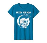 Punk's Not Dead Concierto de Punk Rock Regalo de Calavera Camiseta, Mujer, Zafiro, S