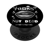Punks Not Dead - Labios Vintage de Rock Grunge para música Punk PopSockets PopGrip Adhesivo