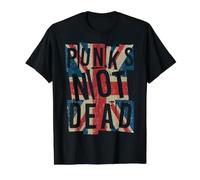 Punks Not Dead - Vintage - UK London Flag - Punk Is Not Dead Camiseta gráfica económica, Hombre, Negro, S