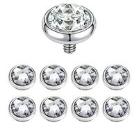 PunkTracker 14G Anclaje dermal superior Micro con circonia cúbica de acero quirúrgico Joyería de piercing dérmico para la superficie del cuerpo Kit de piercing dérmico, 2.5mm, 3mm, 4mm, Metal