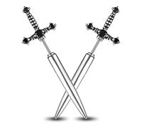 PunkTracker Pendientes de espada gótica de acero quirúrgico hipoalergénicos para mujer, circonita cúbica negra, punk, daga Y2K, aretes emo para hombre, Metal