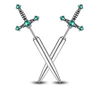 PunkTracker Pendientes de espada gótica de acero quirúrgico hipoalergénicos para mujer, circonita cúbica negra, punk, daga Y2K, aretes emo para hombre, Acero inoxidable