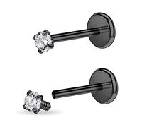 PunkTracker Piercing de acero quirúrgico de 16 g,18 g con rosca interna de circonita cúbica para tragus, nariz, hélice, concha, medusa, labio, cartílago de hélice, tragus, Metal, no conocido