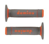 Puño Dominó Agarres de Goma para Manillar de Motos de Cross, Pitbike, Enduro, Trial, MX, Freeride (Naranja-Gris)