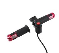 Puños de acelerador giratorios de 4 colores, 3 velocidades con mango de pantalla LED, reemplazo de empuñadura de voltímetro de acelerador de bicicleta de 12V-99V para bicicleta (Rojo)