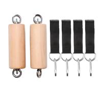 Puños de barra de escalada de madera: un par de manijas resistentes con cordón fuerte, acabado suave, diseño amigable con la muñeca | Accesorio de entrenamiento de fuerza portátil para gimnasio en cas