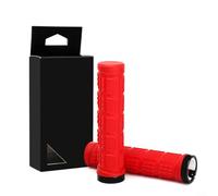 Puños de bicicleta Lock On para MTB, empuñaduras de goma con cuello de aleación de aluminio, diseño ligero y antideslizante para barras de 22.2 mm, longitud de 134 mm, rojo (rojo)