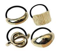 Puños de cabello dorado, corbata de cabello de metal, 4 pcs lazos para el cabello elástico creativo, manguito de cabello de oro de aleación de moda, corbatas para el cabello expandible, accesorios de