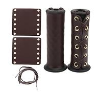 Puños de Cuero, 1 Par Manillar de Cuero para Motocicleta, Fundas de Cuero para Manillar de Motocicleta (Marrón)