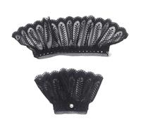 PuñOs De Encaje 2 pares de mangas falsas desmontables for suéter primavera y otoño, decorativas con volantes encaje puños codo, falsos universales Para Mujer(Black)